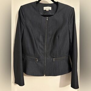 Calvin Klein Women's Dark Gray Zip Blazer